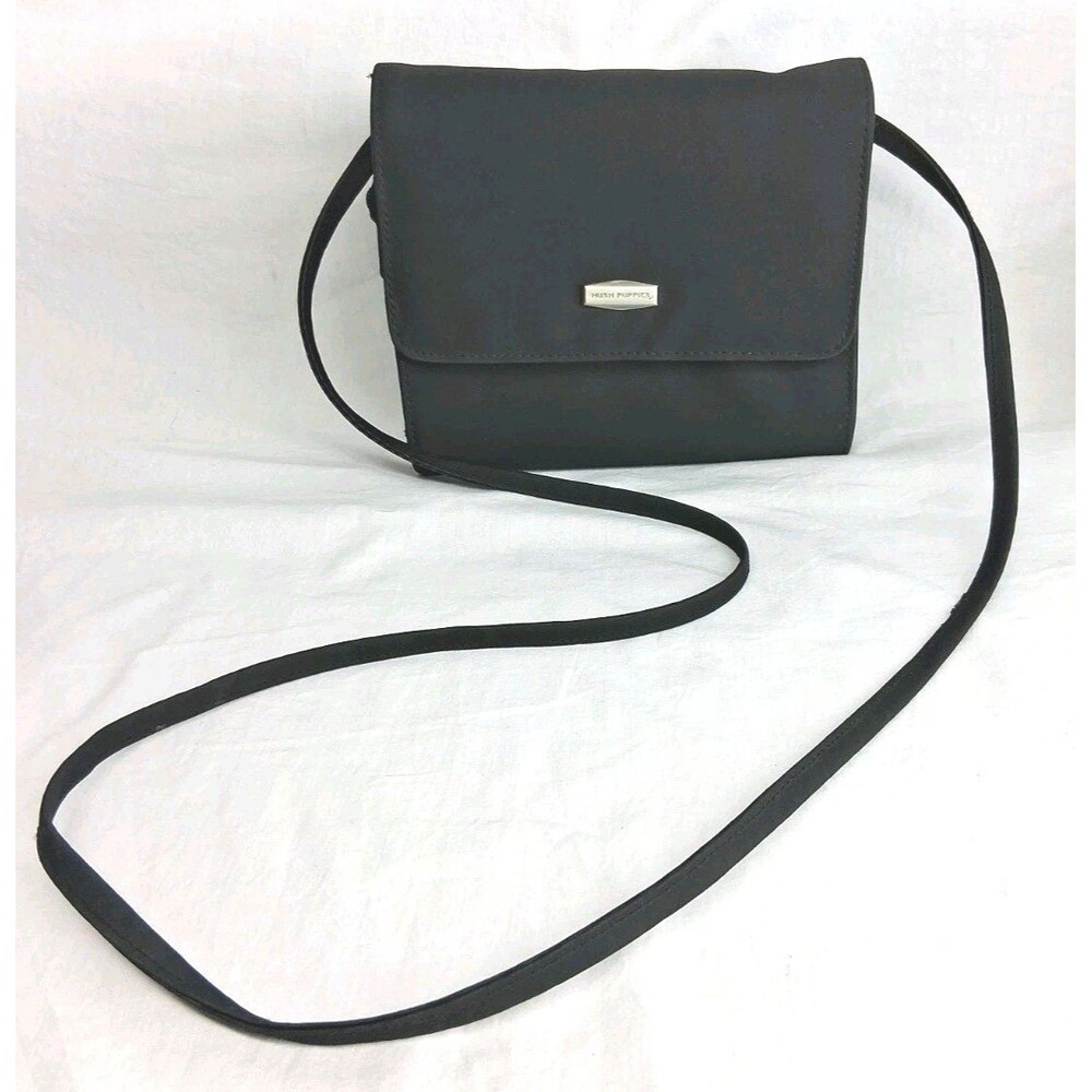 Hush Puppies Black Crossbody Bag Pockets Minimalist Purse Lightweight Travel